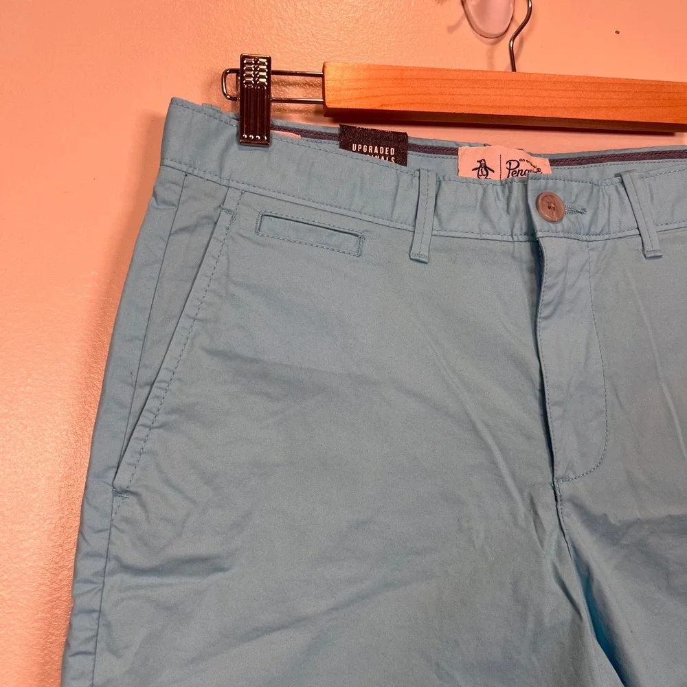 LOT of 2 Penguin P55 Chino Shorts Slim Fit Mens *32 Blue & Red Golf Active NWT